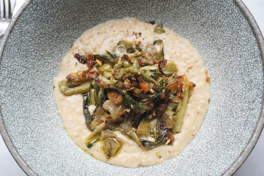 Puntarelle met cannellini bonen puree