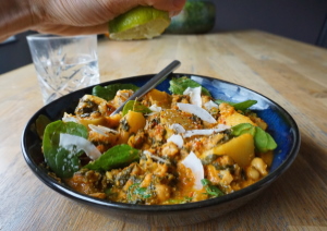 Meiknol curry met kikkererwt en spinazie