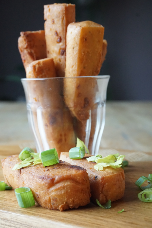 Vegan panisse van kikkererwtenmeel/ besan/ gram